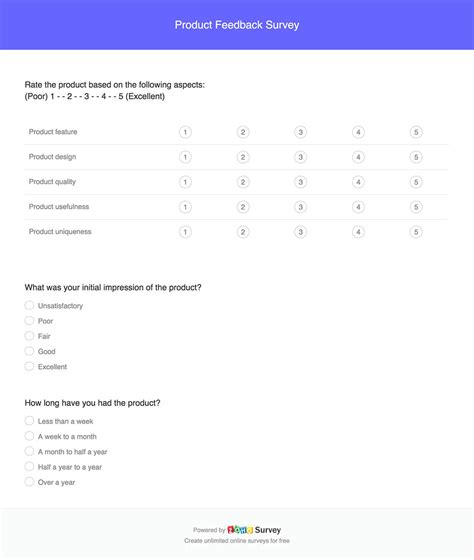 product feedback survey questions.